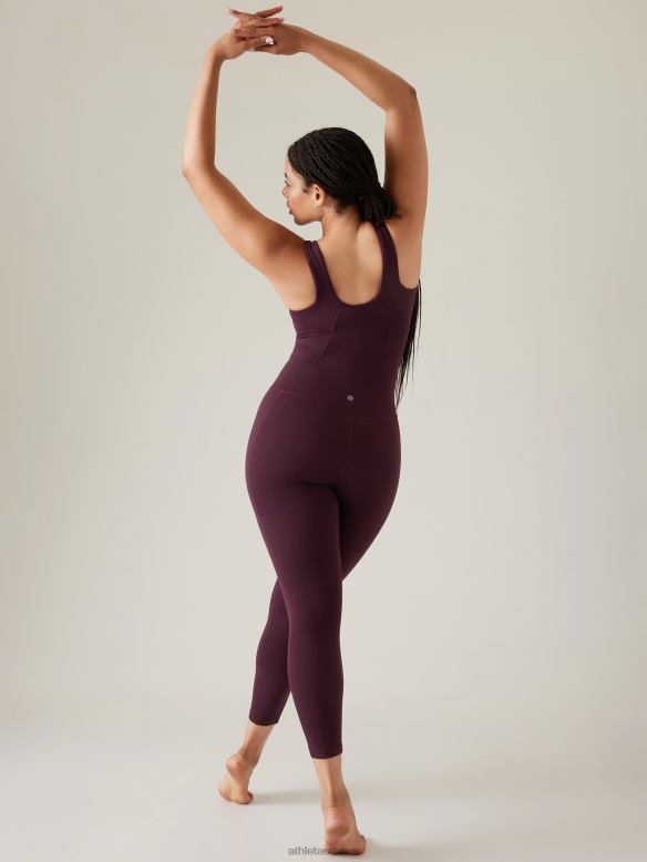 Athleta Salutation 7/8 Bodysuit Women Spiced Cabernet Clothing VHFL2781