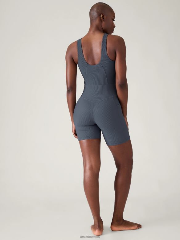 Athleta Salutation Bike Suit Women Granite Blue Rib Clothing VHFL2760