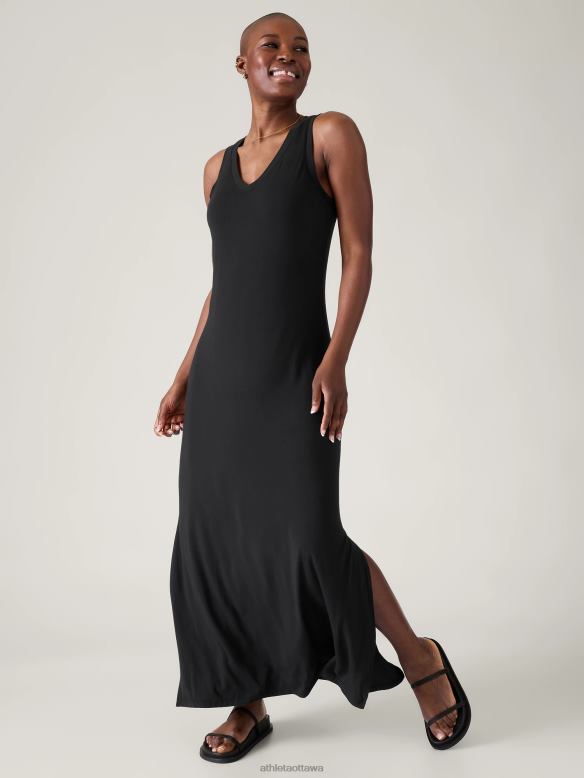 Athleta Santorini Maxi Dress Women Black Clothing VHFL2743