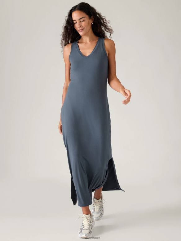 Athleta Santorini Maxi Dress Women Granite Blue Clothing VHFL2744