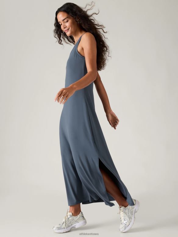 Athleta Santorini Maxi Dress Women Granite Blue Clothing VHFL2744