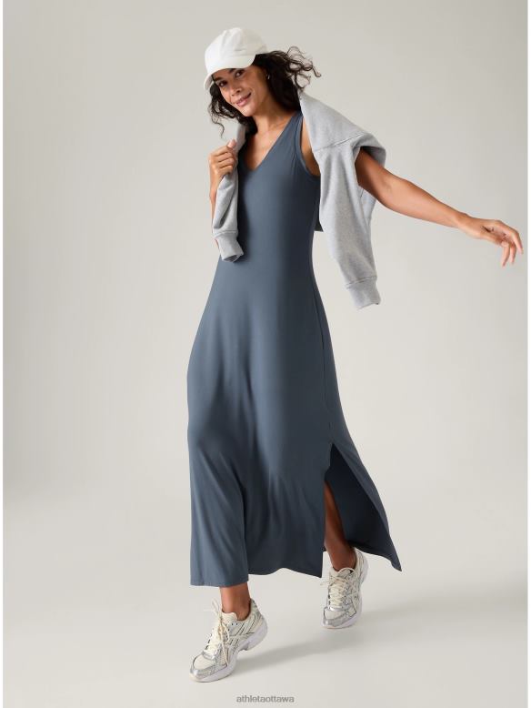 Athleta Santorini Maxi Dress Women Granite Blue Clothing VHFL2744