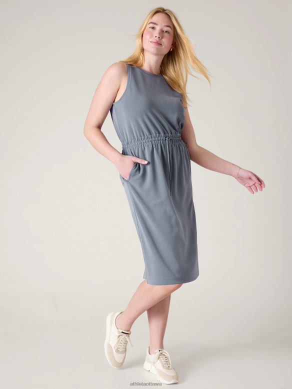 Athleta Seasoft Midi Dress Women Coastline Blue Clothing VHFL2767