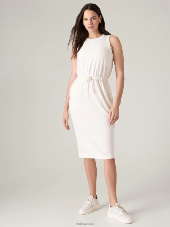 Athleta Seasoft Midi Dress Women Magnolia White Clothing VHFL2771