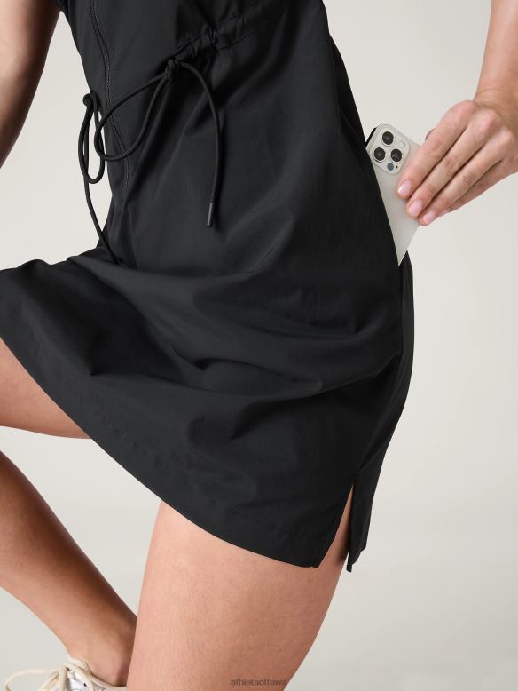 Athleta Topspin Dress Women Black Clothing VHFL2761