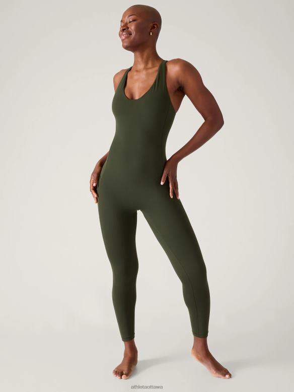 Athleta Transcend 7/8 Bodysuit Women Aspen Olive Clothing VHFL2780