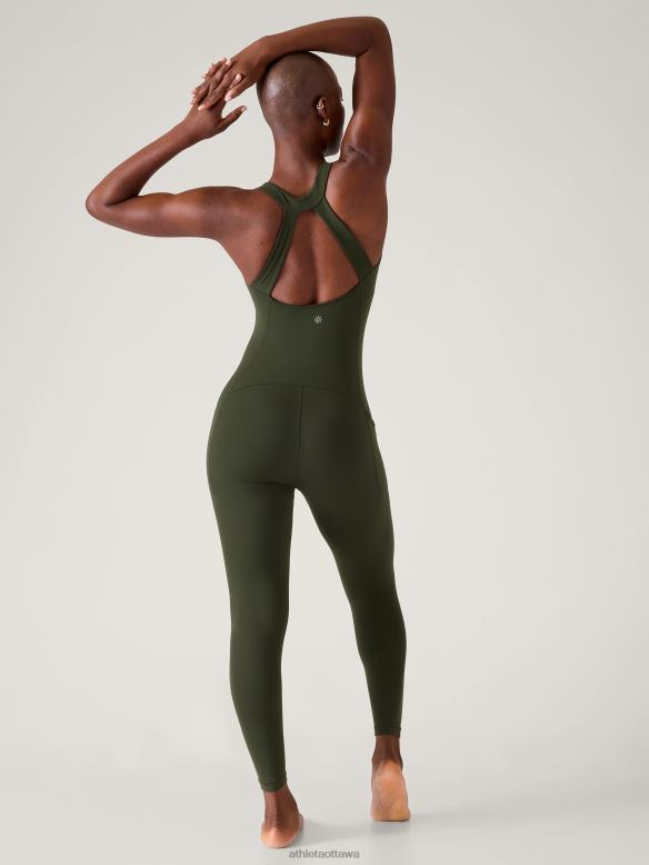 Athleta Transcend 7/8 Bodysuit Women Aspen Olive Clothing VHFL2780