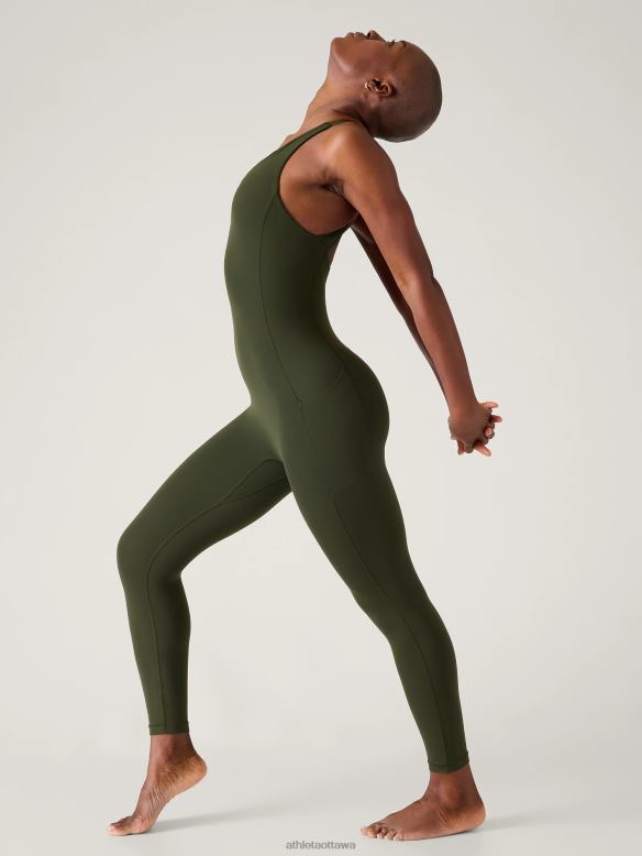 Athleta Transcend 7/8 Bodysuit Women Aspen Olive Clothing VHFL2780