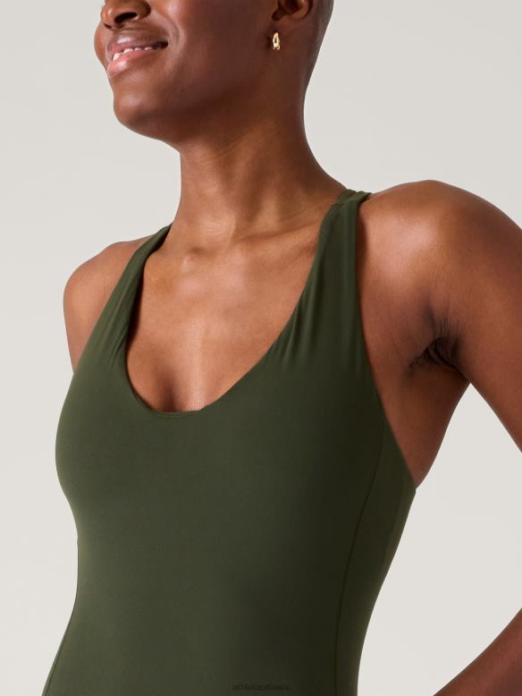 Athleta Transcend 7/8 Bodysuit Women Aspen Olive Clothing VHFL2780