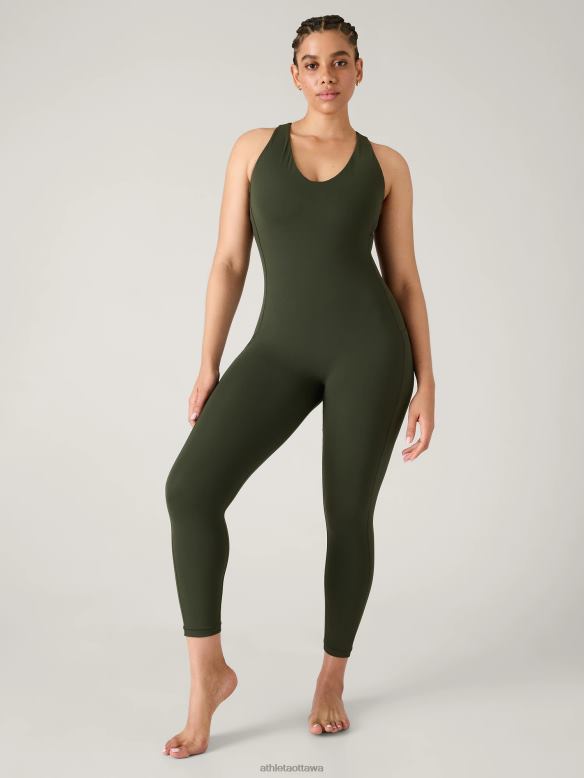 Athleta Transcend 7/8 Bodysuit Women Aspen Olive Clothing VHFL2780