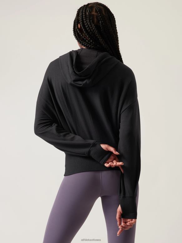 Athleta Balance Sweatshirt Women Black Clothing VHFL2297