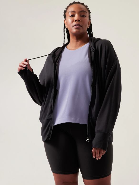 Athleta Balance Sweatshirt Women Black Clothing VHFL2297