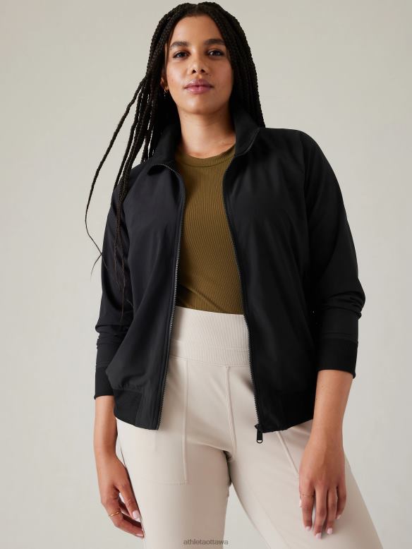 Athleta Brooklyn Bomber Jacket Women Black Clothing VHFL2582