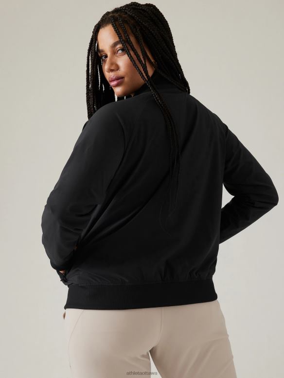 Athleta Brooklyn Bomber Jacket Women Black Clothing VHFL2582