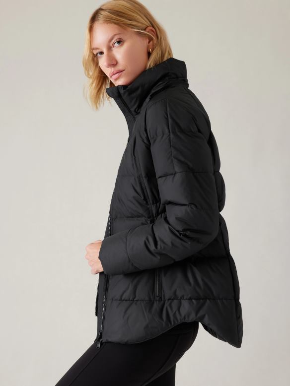 Athleta Downtown Puffer Jacket Women Black Clothing VHFL2559