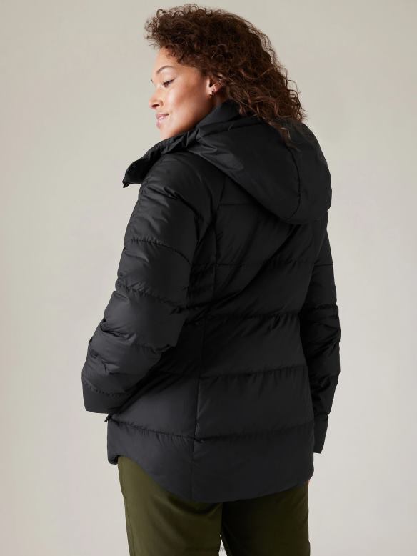 Athleta Downtown Puffer Jacket Women Black Clothing VHFL2559