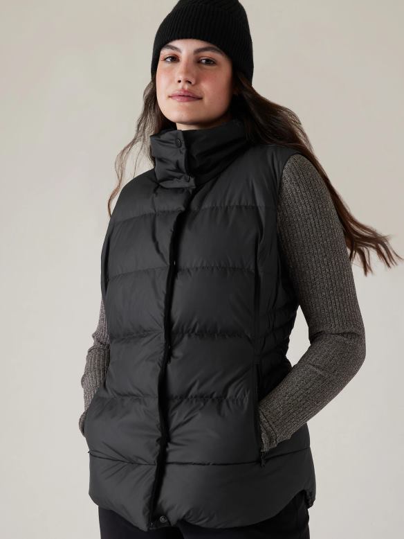 Athleta Downtown Puffer Vest Women Black Clothing VHFL2583