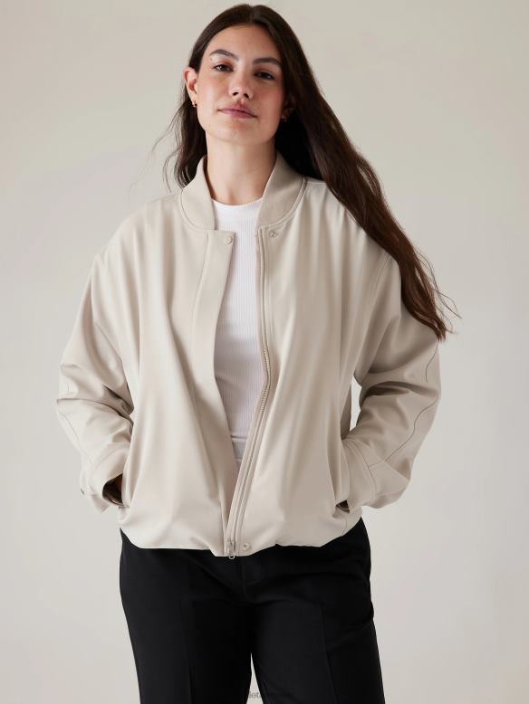 Athleta Endless Bomber Jacket Women Abalone Grey Clothing VHFL2568