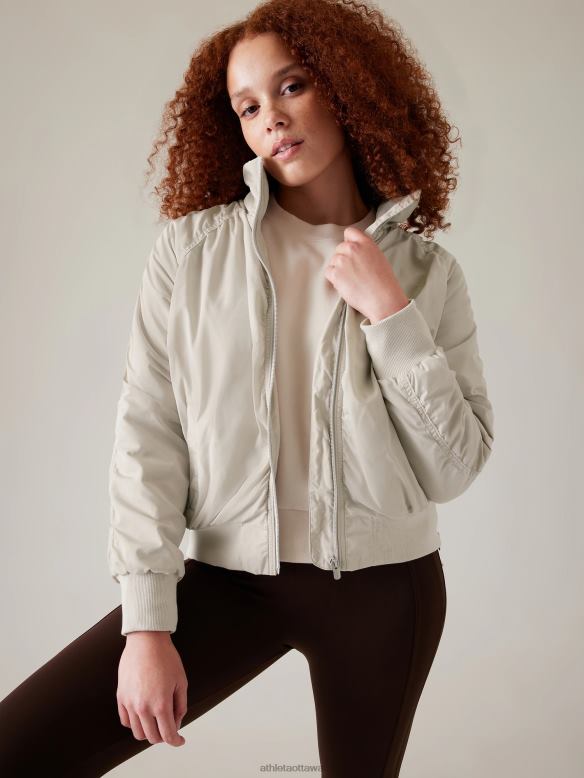 Athleta Jetset Bomber Women Abalone Grey Clothing VHFL2549