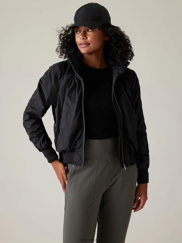 Athleta Jetset Bomber Women Black Clothing VHFL2548