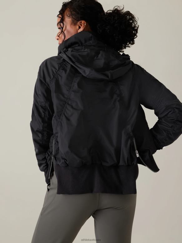 Athleta Jetset Bomber Women Black Clothing VHFL2548