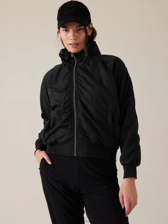 Athleta Jetset Bomber Women Black Clothing VHFL2548