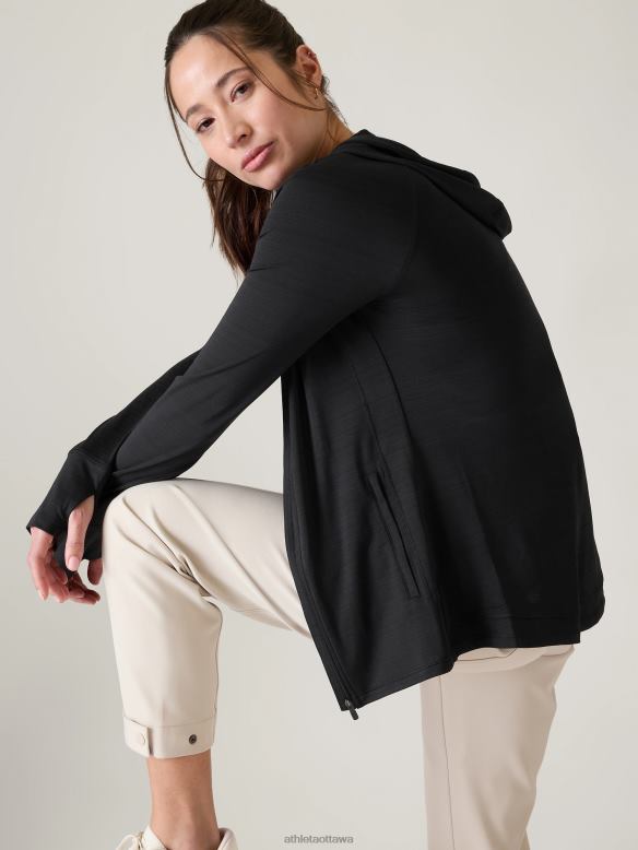 Athleta Pacifica Illume UPF Relaxed Jacket Women Black Clothing VHFL2551