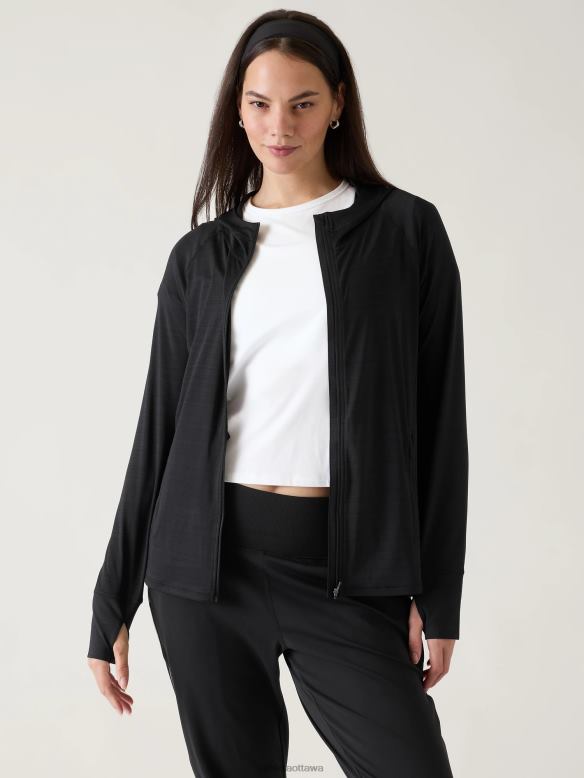 Athleta Pacifica Illume UPF Relaxed Jacket Women Black Clothing VHFL2551