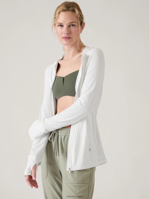 Athleta Pacifica Illume UPF Relaxed Jacket Women Bright White Clothing VHFL2554