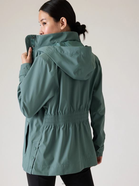 Athleta RainOut Sutro Trench Women Oxidized Green Clothing VHFL2573