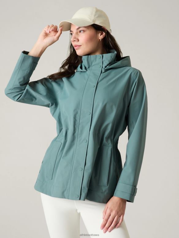 Athleta RainOut Sutro Trench Women Oxidized Green Clothing VHFL2573