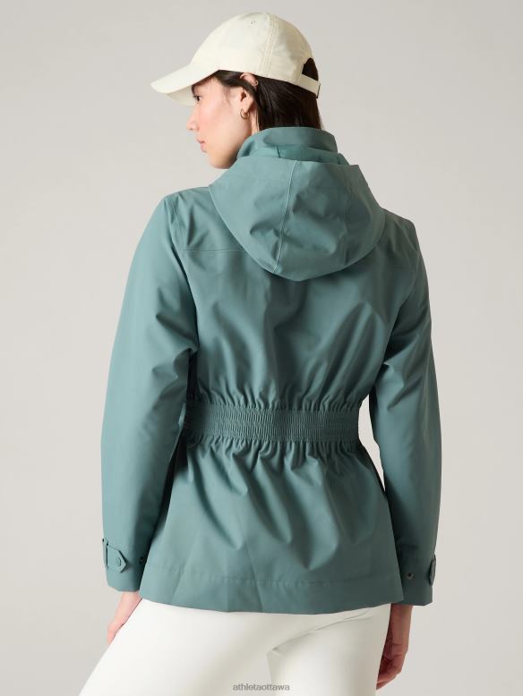 Athleta RainOut Sutro Trench Women Oxidized Green Clothing VHFL2573