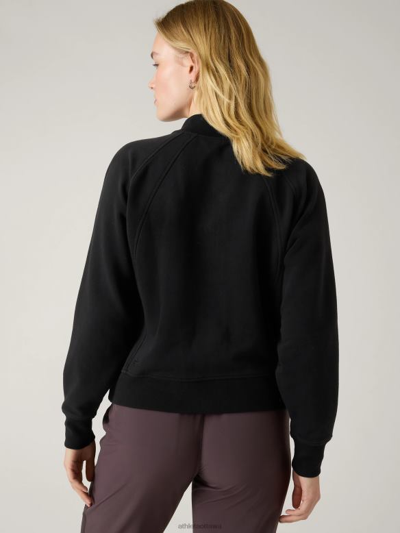 Athleta Retroplush Bomber Jacket Women Black Clothing VHFL2409