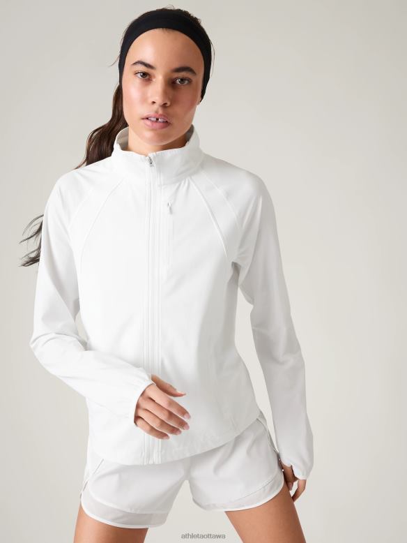 Athleta Run With It Jacket Women Bright White Clothing VHFL2556