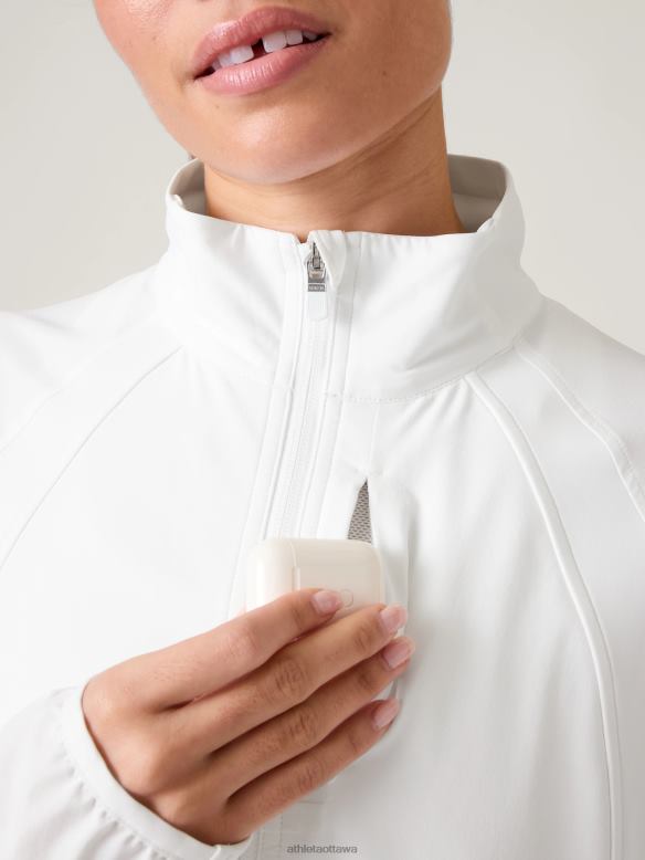 Athleta Run With It Jacket Women Bright White Clothing VHFL2556