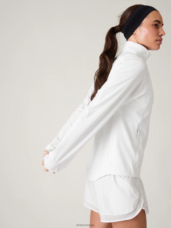 Athleta Run With It Jacket Women Bright White Clothing VHFL2556