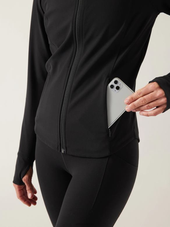 Athleta Salutation Jacket Women Black Clothing VHFL2553