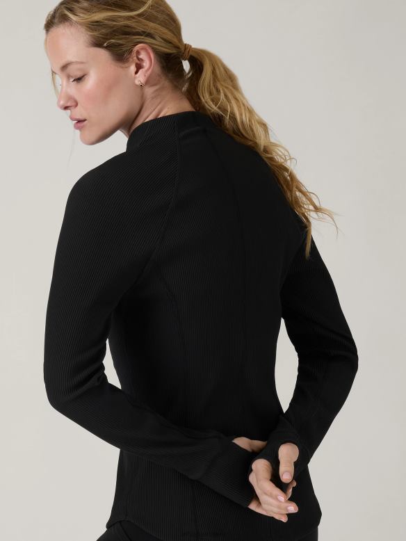 Athleta Salutation Jacket Women Black Rib Clothing VHFL2565