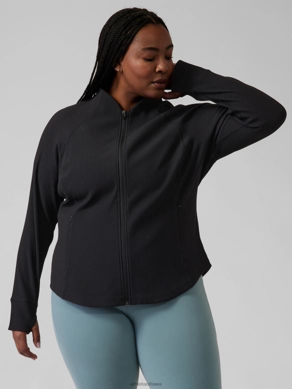 Athleta Salutation Jacket Women Black Rib Clothing VHFL2565