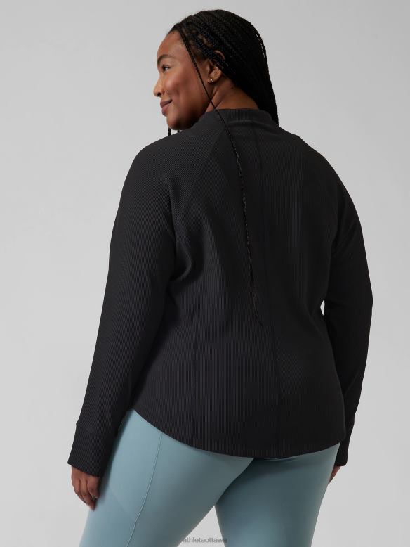 Athleta Salutation Jacket Women Black Rib Clothing VHFL2565