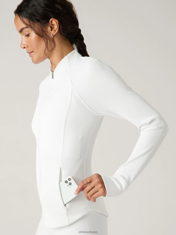 Athleta Salutation Jacket Women Bright White Rib Clothing VHFL2429