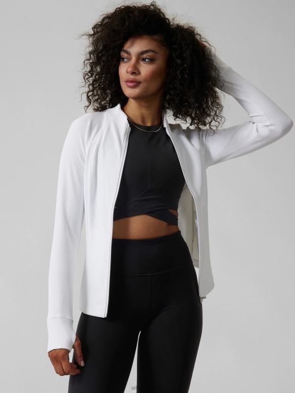 Athleta Salutation Jacket Women Bright White Rib Clothing VHFL2429