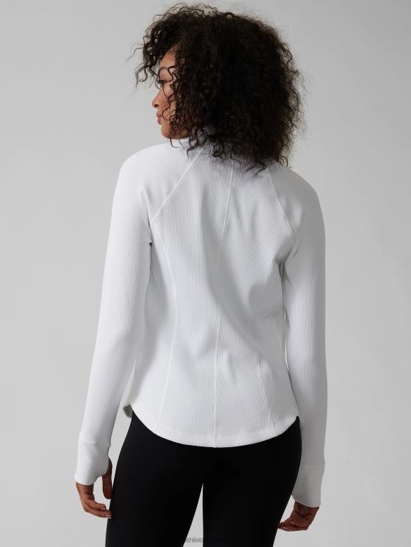 Athleta Salutation Jacket Women Bright White Rib Clothing VHFL2429