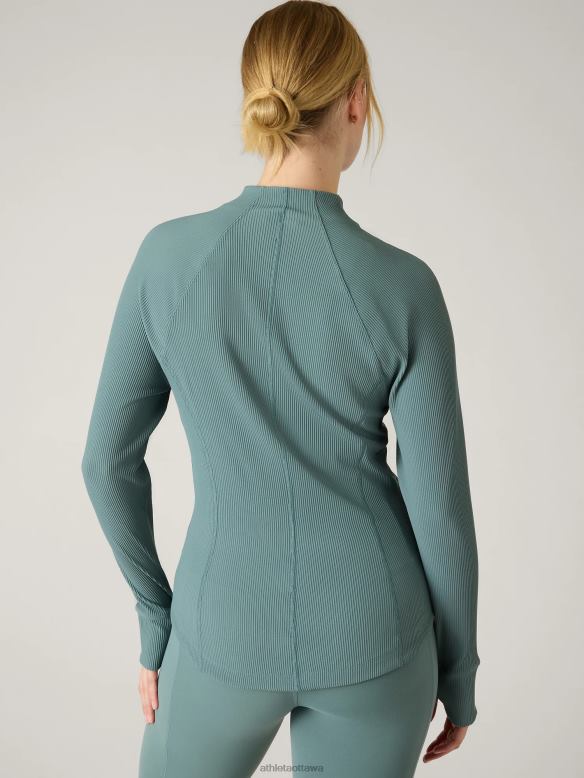 Athleta Salutation Jacket Women Oxidized Green Rib Clothing VHFL2291