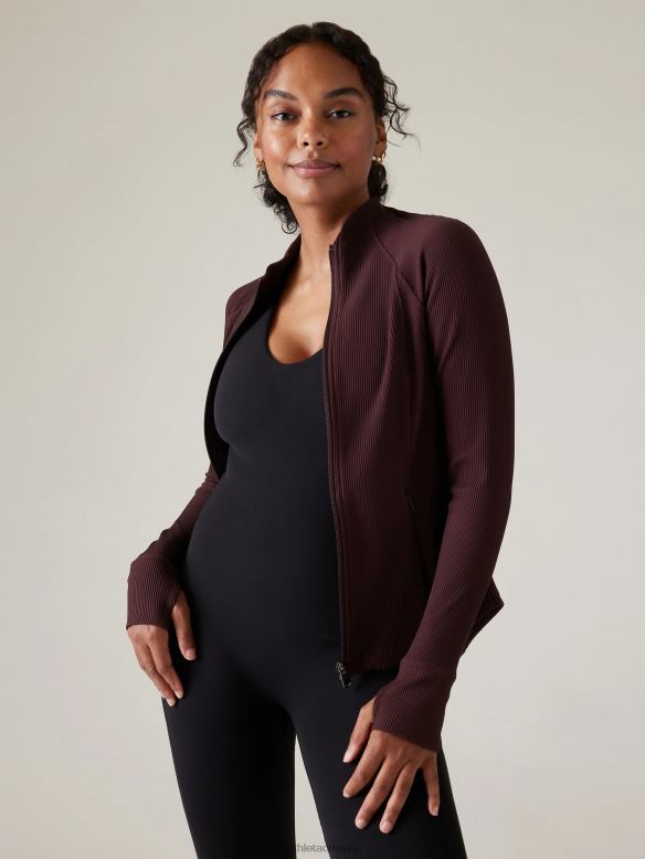 Athleta Salutation Jacket Women Spiced Cabernet Rib Clothing VHFL2243