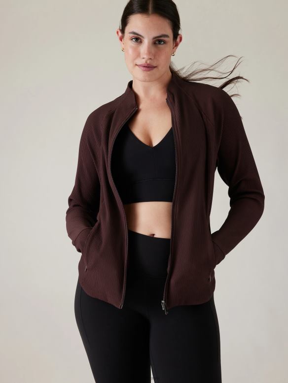 Athleta Salutation Jacket Women Spiced Cabernet Rib Clothing VHFL2243