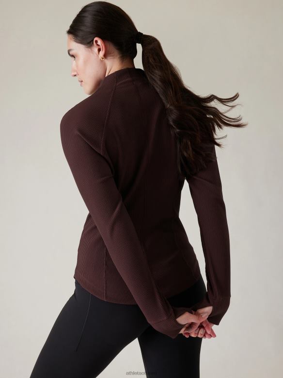 Athleta Salutation Jacket Women Spiced Cabernet Rib Clothing VHFL2243