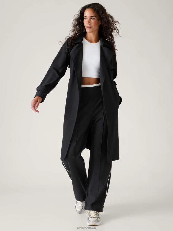 Athleta Stellar Trench Women Black Clothing VHFL2562