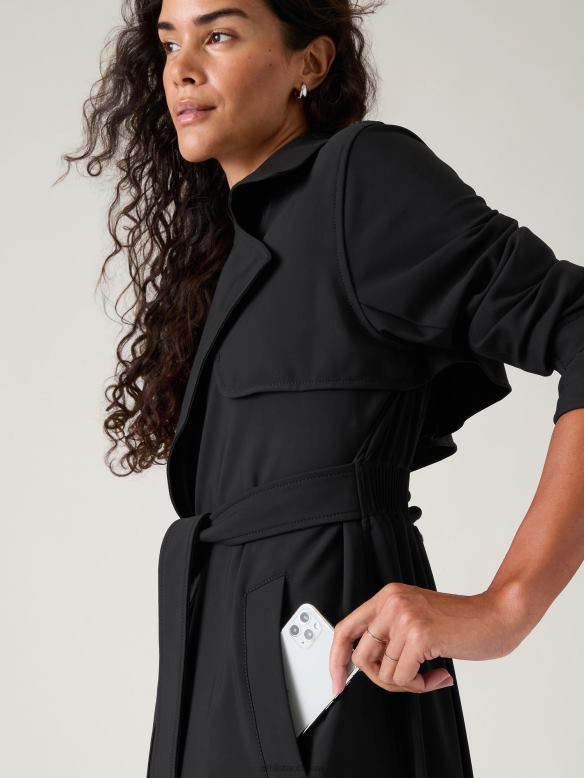 Athleta Stellar Trench Women Black Clothing VHFL2562