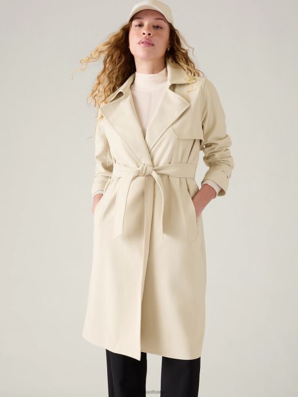 Athleta Stellar Trench Women Calcite Beige Clothing VHFL2587